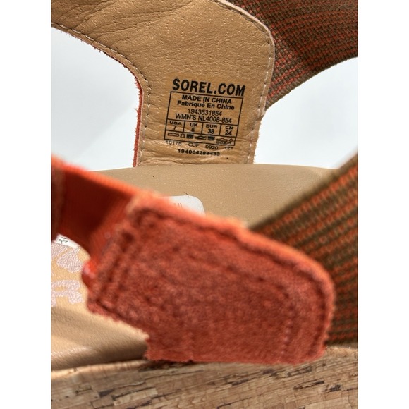 SOREL‎ Women's Size 7 CAMERON Signal Red Platform Slingback Strap Wedge Sandals - Picture 6 of 10